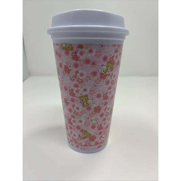 San-X Other - San-X Rilakkuma Round‎ 1 Plastic Tumbler Cup 16oz Pink Cute 6.25" NEW Sanrio